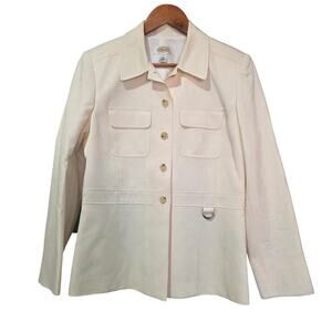 Talbots Silk Cotton Blend Button-Up Jacket Ivory Size 4